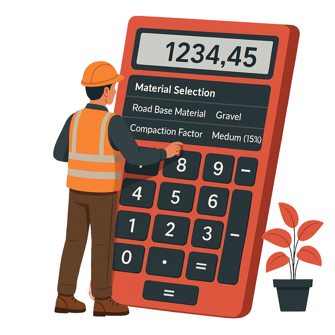 Construction site with professional workers using calculators and blueprints